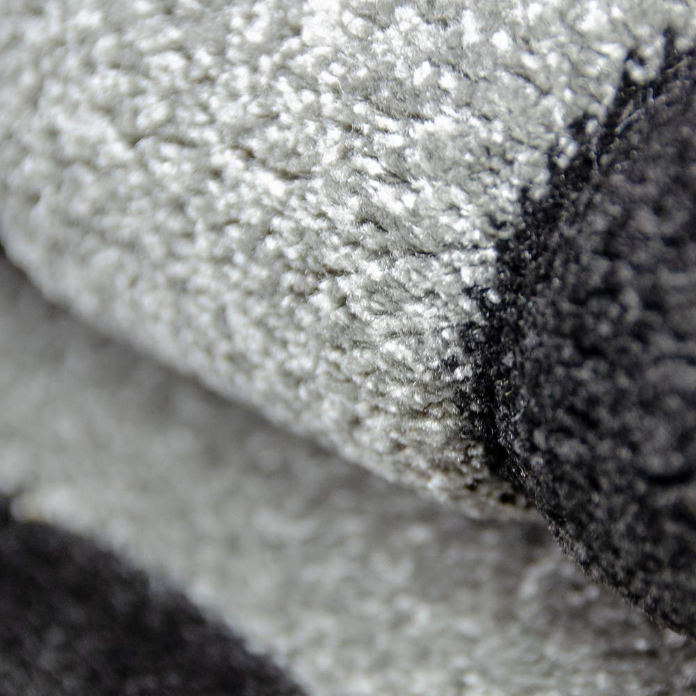 Abstract Rug Black Grey White Wave Design Contour Cut Woven Low Pile C ...