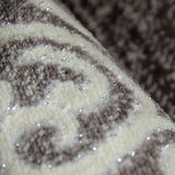 XRUG Modern Grey Rug Glitter Floral Pattern Woven Short Pile Carpet Mat for Living Room & Bedroom