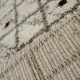 Cream Rug 120x170 Thick Pile Geometric Modern Rugs Bedroom Living Room Carpets