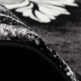Grey Rug Floral Design Cream Black Contour Cut Carpet Large XL Small Sizes Mat