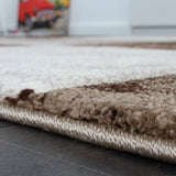 Brown Rugs Living Room Beige Contour Cut Geometric Carpet Large XL Small Mats