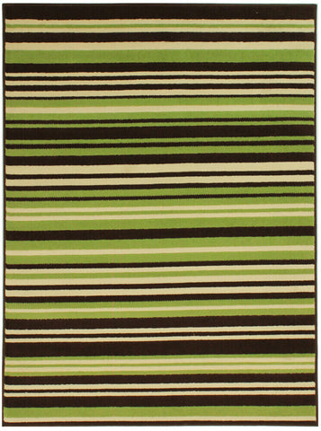 Striped Rug Green Brown Modern Pattern Floor Carpet Small Large Bedroom Area Mat