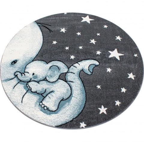 Kids Animal Rug Grey Blue Elephant Nursery Mat Childrens Star Bedroom Carpet New