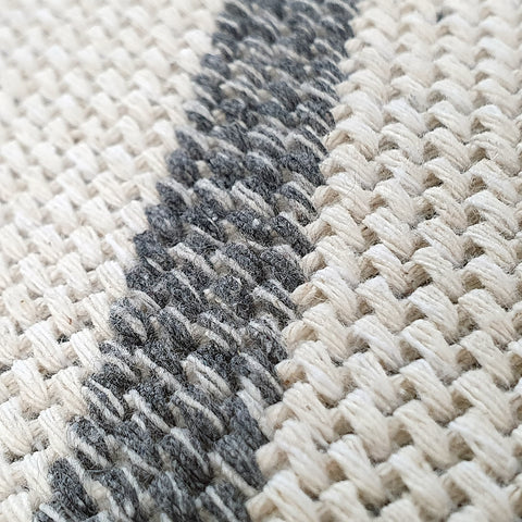 Сream Geometric Rug 100% Cotton Large Small Woven Carpet Grey Pattern Area Mat