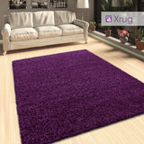 Purple Shaggy Rug 50mm long Pile Carpet Extra Large Small Living Room Bedroom Carpet Circle Round Mat