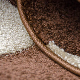 Modern Floral Rug Brown Beige Contour Cut Pattern Damask Design Carpet Mat for Living Room & Bedroom