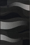 Kitchen Rug Black Grey Silver Wave Pattern Hard Wearing Flat Weave Carpet Floor Mat