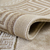 Modern Rug Beige Brown Border Pattern Oriental Woven Short Pile Carpet Mat for Living Room & Bedroom