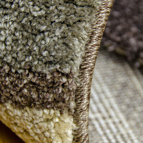 XRUG Modern Geometric Rug Border Design Brown Beige Woven Short Pile Carpet Mat for Living Room or Bedroom