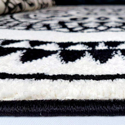 Rug White Black for Living Room Bedroom Lounge Modern Pattern Low Pile Carpet Mat