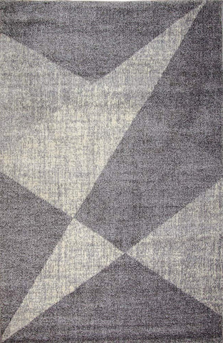 Grey Cream Rug Geometric Pattern Woven Low Pile Carpet Mat for Living Room or Bedroom