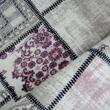 Modern Rug Grey Pink Patchwork Design Woven Low Pile Carpet Mat for Living Room & Bedroom