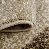 XRUG Modern Geometric Rug Border Design Brown Beige Thick Pile Woven Carpet Mat for Living Room or Bedroom