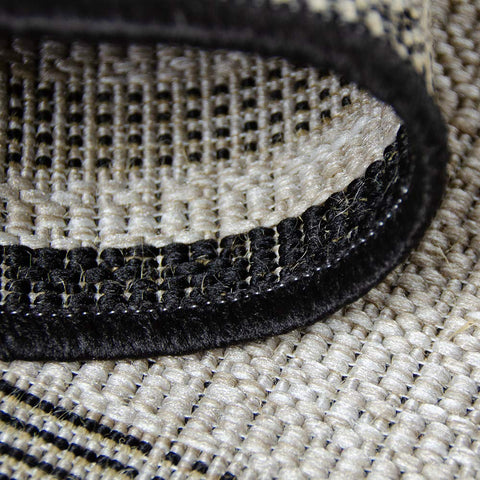 Kitchen Rug Grey Black Beige Border Pattern Hard Wearing Flat Weave Carpet Outdoor Indoor Floor Mat