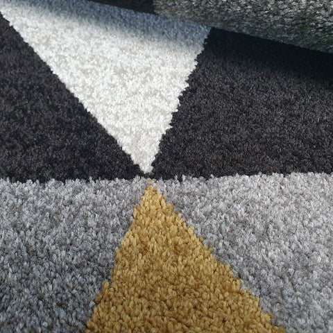 Geometric Rug 120x170 70x140 160x230 Yellow Grey Black Patterned Rugs Carpets Mats
