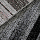 XRUG Modern Grey and Black Striped Rug Woven Short Pile Carpet Mat for Living Room or Bedroom