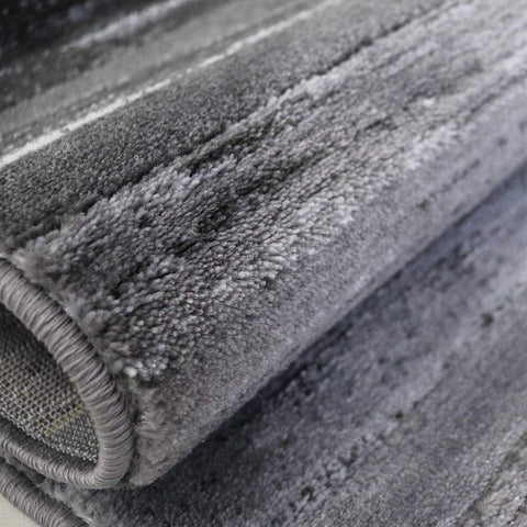 XRUG Modern Grey Black Striped Rug Woven Short Pile Carpet Mat for Living Room or Bedroom