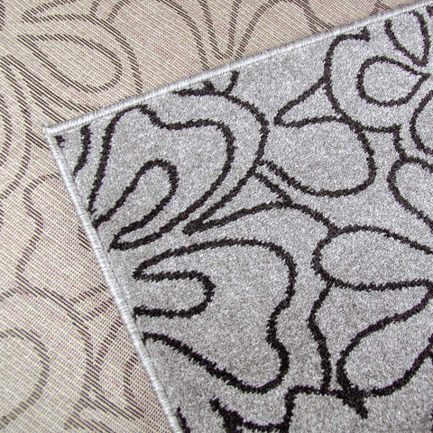 Grey Floral Rug Patterned Woven Carpet 120x170 Living Room Bedroom Carpet Floor Mat