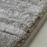 Modern Brown Cream Striped Rug Woven Short Pile Carpet Mat for Living Room or Bedroom