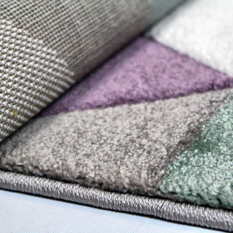Living Room Rug Bedroom Carpet New Thick Mat Pastel Multi Colour Diamond Pattern
