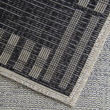 Kitchen Rug Black Grey Silver Border Pattern Hard Wearing Flat Weave Carpet Indoor Floor Mat
