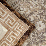 Oriental Pattern Rug Brown Beige Cream Shimmer Ornaments Woven Short Pile for Living Room or Bedroom