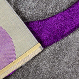 XRUG Modern Grey Purple White Rug Contour Cut Abstract Pattern Woven Low Pile Carpet Mat for Living Room & Bedroom