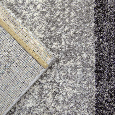 XRUG Modern Grey Geometric Rug Border Design Thick Pile Woven Carpet Mat for Living Room & Bedroom
