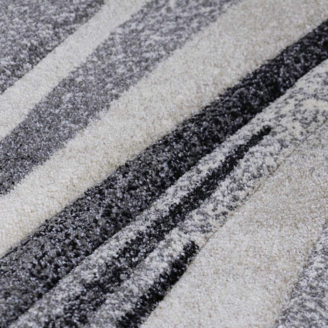 Modern Abstract Grey Black Cream Rug Woven Short Pile Carpet Mat for Living Room or Bedroom