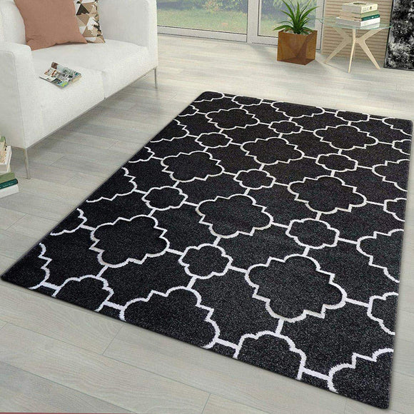 Black and White Rug for Living Room Bedroom Thick Soft Oriental Pattern Carpet