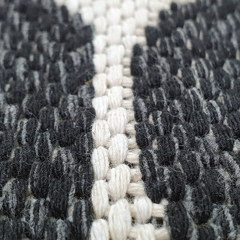 Modern Black Rug 100% Cotton Washable Large Small Living Room Carpet Diamond White Cream Pattern Flat Woven Mat
