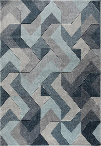 Abstract Rug Denim Blue Hand Carved Pattern Modern Carpet Living Room Area Mat