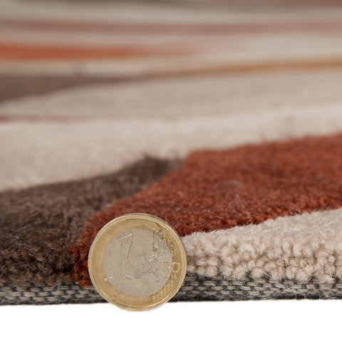 Abstract Rug Orange Brown Beige Contour Cut Modern Pattern Carpet New Lounge Mat