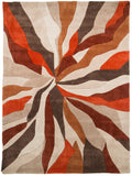 Abstract Rug Orange Brown Beige Contour Cut Modern Pattern Carpet New Lounge Mat