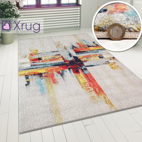Abstract Rug Woven Multi Colour Modern Pattern Mat for Living Room Lounge Carpet
