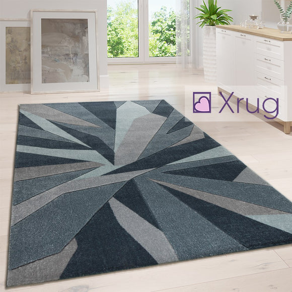 Abstract Rugs Denim Blue Modern Pattern Mat Small Extra Large Living Room Carpet