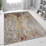 Multicoloured Distressed Rug Abstract Pattern Large Small Carpet for Living Room Bedroom