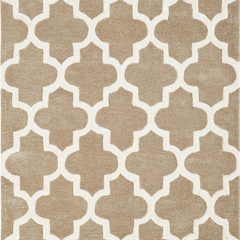 Beige Rug Moroccan Trellis Hand Tufted Carpet for Living Room Bedroom