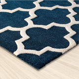 Natural Rug Wool and Viscose Moroccan Trellis Pattern for Living Room and Bedroom