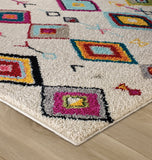 Cream Shaggy Rug Boho Fluffy for Living Room Bedroom Woven Carpet