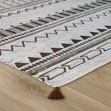 Rug with Tassels 100% Cotton Hand Woven Carpet Mat