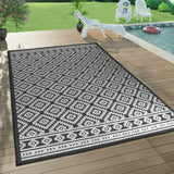 Outdoor Rug Black and White Decking Patio Garden SOFT Diamond Mat Large Small