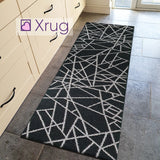 Grey Black Rug Runner Jute Look Flat Weave Hard Wearing Woven Carpet Modern Geometric Pattern Small Large Hall Runner 60x230 80x150 80x250 120x170 160x230