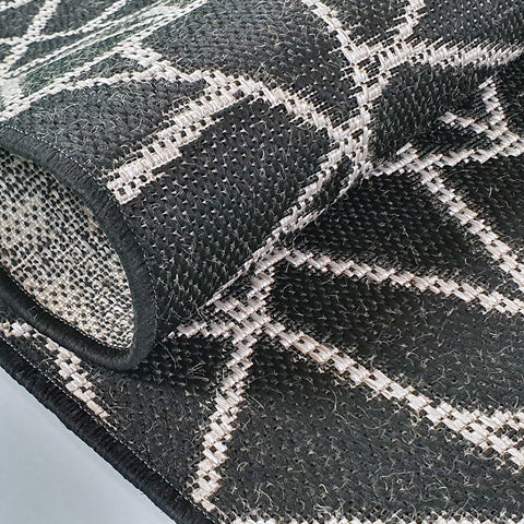 Grey Black Rug Jute Look Flat Weave Flat Woven Hard Wearing Woven Carpet Modern Geometric Abstract Pattern Small Large Hall Runner 60x230 80x150 80x250 120x170 160x230