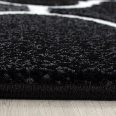 Black Oriental Rug Contour Cut Modern Pattern Mat Living Room Lounge Carpet New