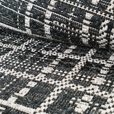 Black Rug Jute Look Flat Weave Hard Wearing Woven Carpet Grey Abstract Geometric Pattern Small Large Hall Runner 60x230 80x150 80x250 120x170 160x230