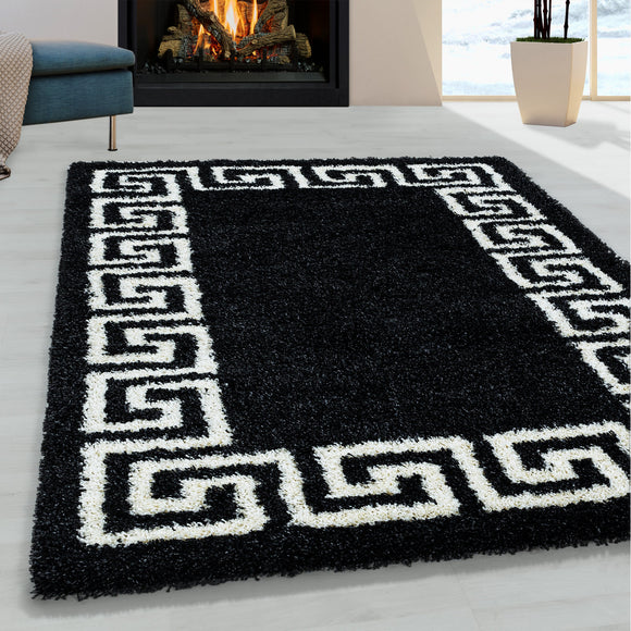 Black and White Shaggy Rug Thick Soft Fluffy Large Small for Living Room Bedroom