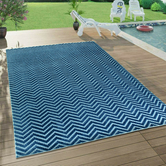 Navy Blue Rug Chevron Zig Zag Tufted Pattern Large XL Small Woven Carpet Rug Mat
