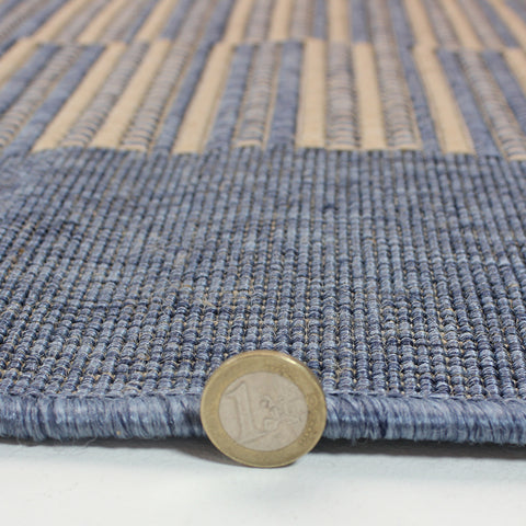 Blue Floor Rug Flat Woven Modern Sisal Look Carpet Hard Wearing Room Lounge Mat