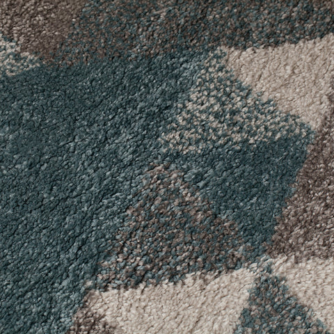Blue Grey Rug Thick Pile Geometric Rugs Modern Pattern Bedroom Floor Carpet Mat